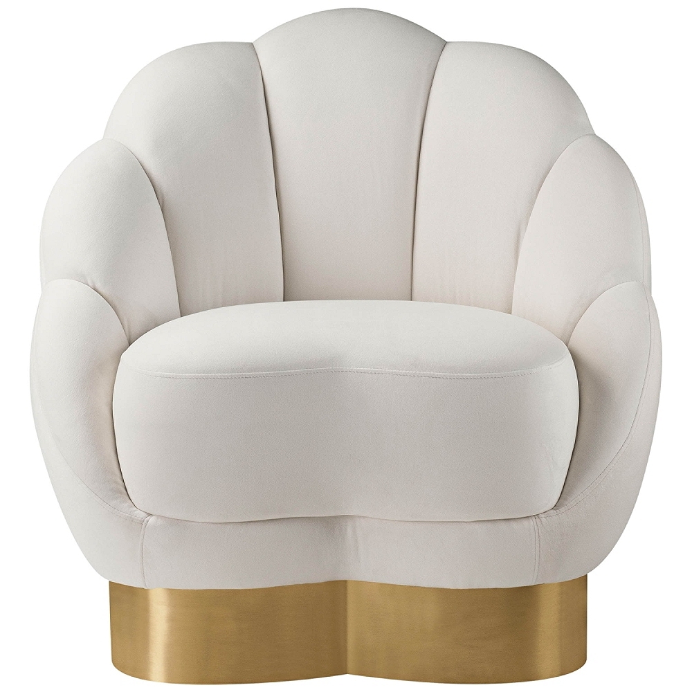 Bloom Cream Velvet Channel Tufted Accent Chair - Style # 62Y69 - Image 0