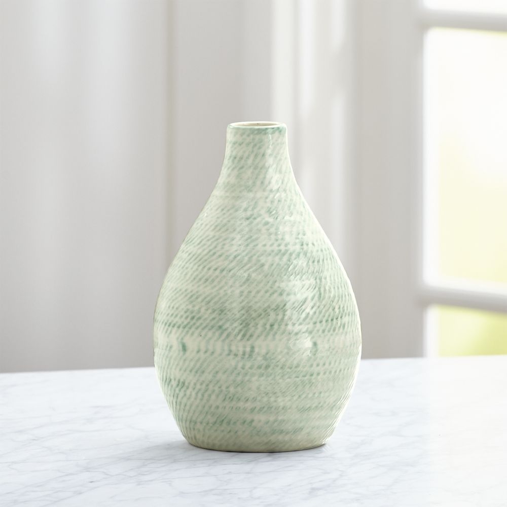 Cara White and Aqua Vase - Image 0