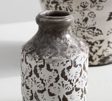 Collette Floral Vase, Gray, Large - Image 3