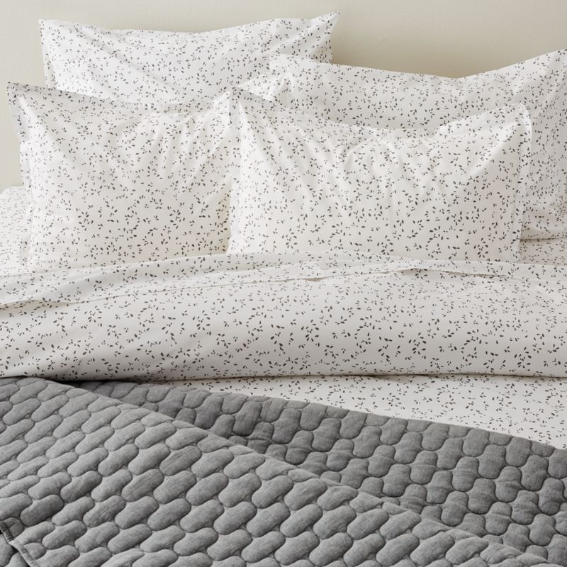 Valeta Grey Organic Printed King Pillowcases, Set of 2 - Image 1