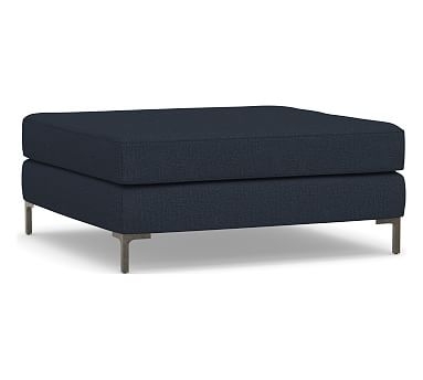 Jake Upholstered Sectional Ottoman with Bronze Legs, Polyester Wrapped Cushions, Performance Brushed Basketweave Indigo - Image 0