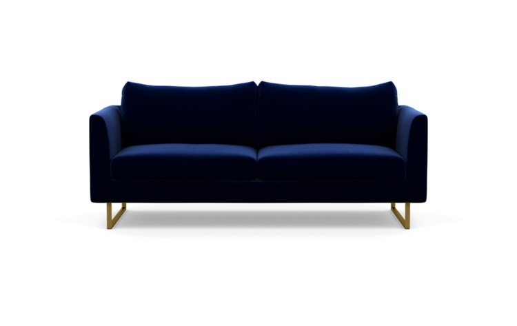 Owens Sofa with Blue Bergen Blue Fabric and Matte Brass legs - Image 0