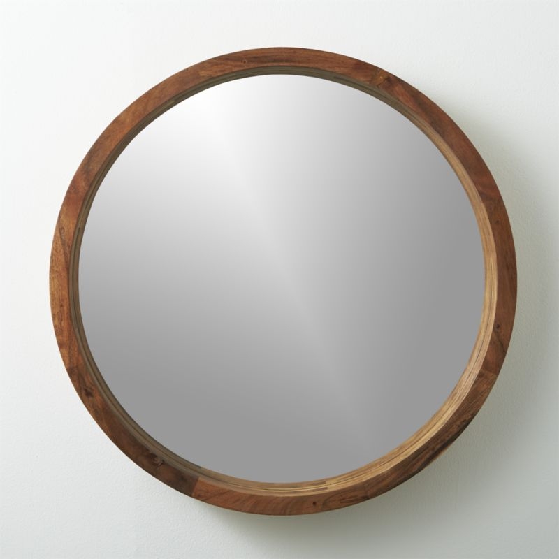 Acacia Wood Round Wall Mirror 24" - Image 4