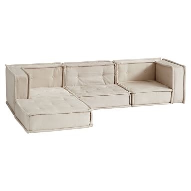 Cushy Deluxe Sectional Set, Cement Faux-Suede, QS UPS - Image 0