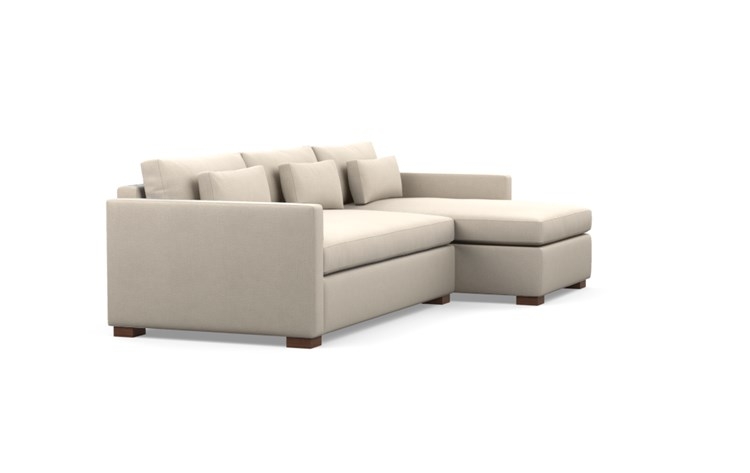 Charly Sleeper Sectional sofa with right chaise CROSSWEAVE WHEAT Fabric and Oiled Walnut legs - Image 1