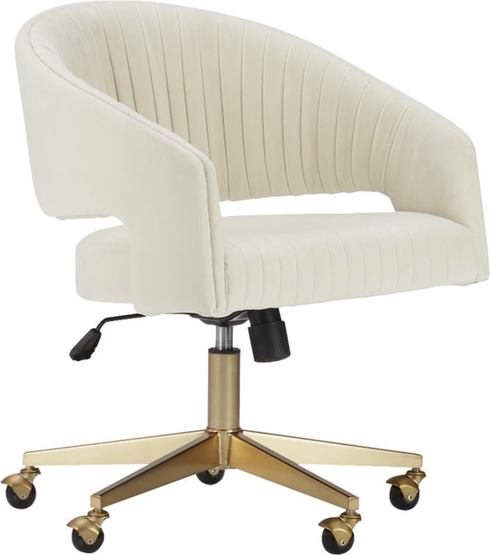 Channel Ivory Velvet Office Chair - DISCONTINUED - Image 0