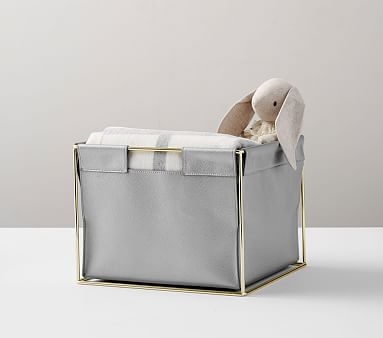 Metal & Faux Leather Nursery Storage, Changing Table - Image 1