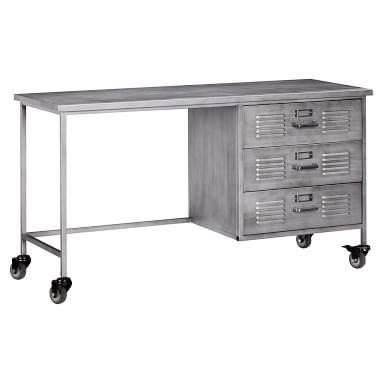 Locker Storage Desk, Gray Metal - Image 3