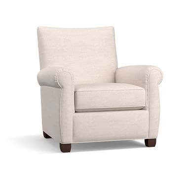 Grayson Roll Arm Upholstered Armchair, Polyester Wrapped Cushions, Basketweave Slub Ash - Image 3