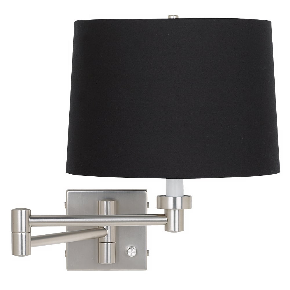 Possini Euro Black Drum Shade Plug-In Style Swing Arm - Image 0