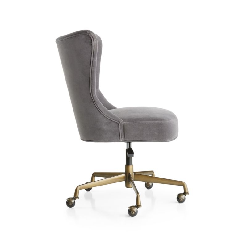 Isla Grey Velvet Office Chair - Image 1