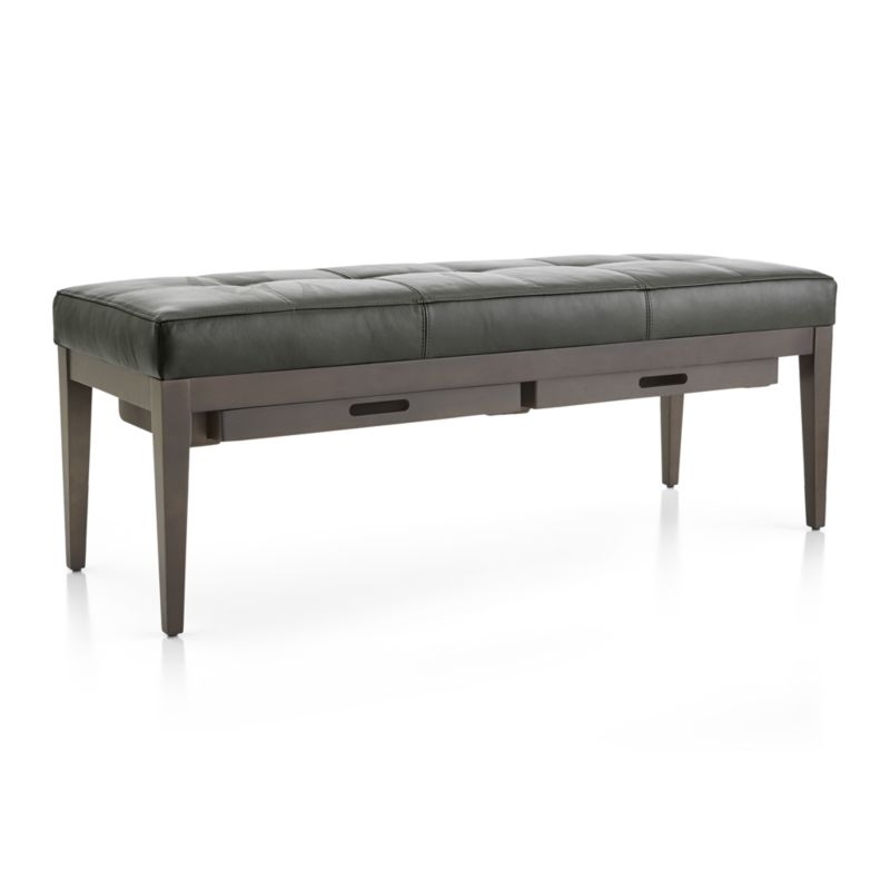 Nash Leather Small Tufted Bench with Tray - Image 2