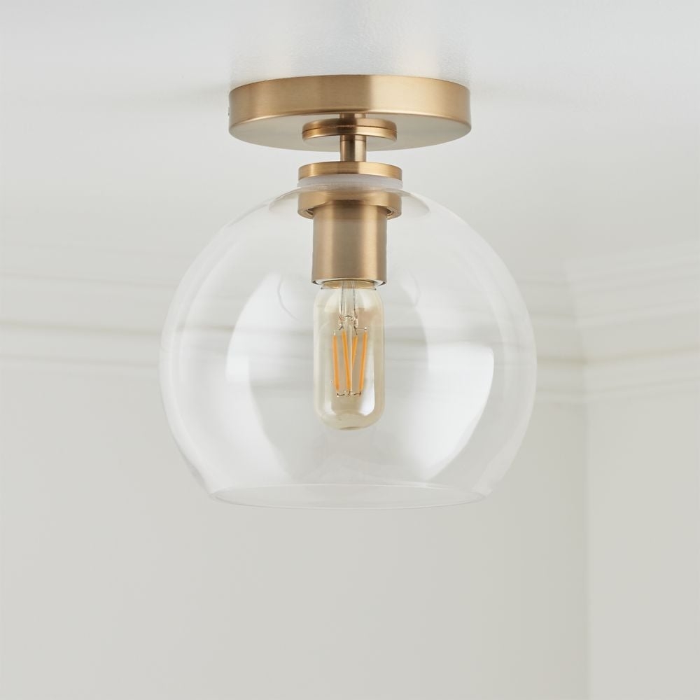 Arren Brass Flush Mount Light with Clear Round Shade - Image 0