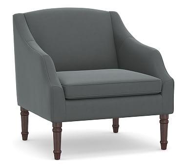 SoMa Emma Upholstered Armchair, Polyester Wrapped Cushions, Performance Plush Velvet Slate - Image 0