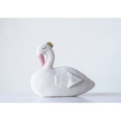 Katalina Knit Swan Cotton Throw Pillow - Image 0