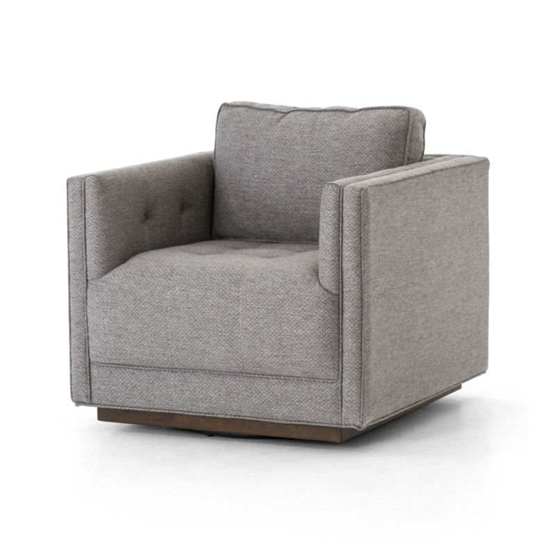 Wylie Grey Tufted Swivel Chair - Image 1