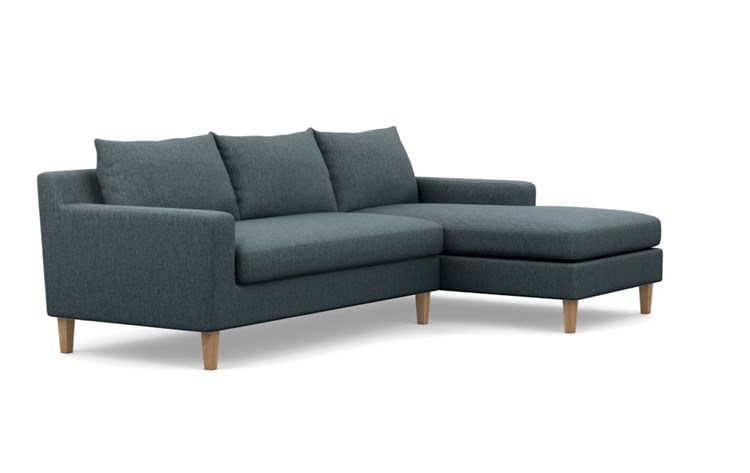 Sloan Right Sectional with Blue Rain Fabric and Natural Oak legs - Image 1