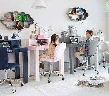 Parsons Mini Desk & Hutch Set, Simply White, UPS - Image 2