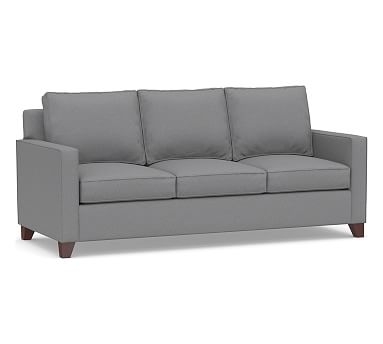 Cameron Square Arm Upholstered Sofa 86" 3-Seater, Polyester Wrapped Cushions, Textured Twill Light Gray - Image 0