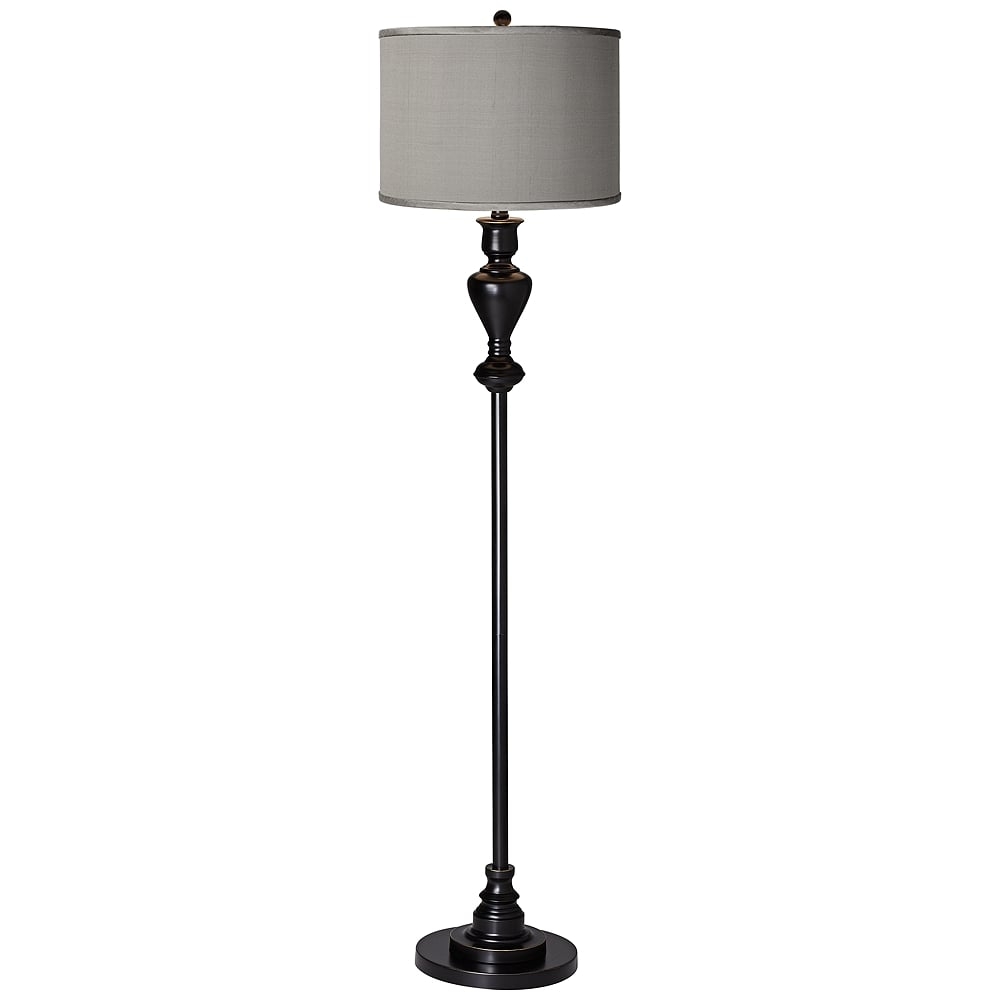 Possini Euro 58" High Gray Shade Black Bronze Font Floor Lamp - Image 0