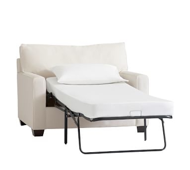 Buchanan Square Arm Upholstered Twin Sleeper Sofa, Polyester Wrapped Cushions, Performance Brushed Basketweave Sand - Image 1
