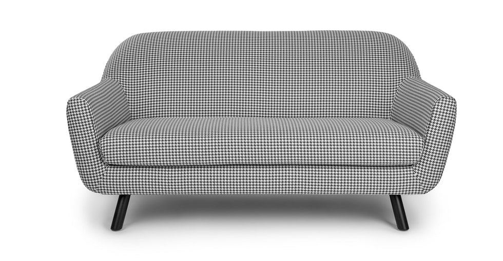 Gabriola Charcoal Ivory Houndstooth Loveseat - Image 0