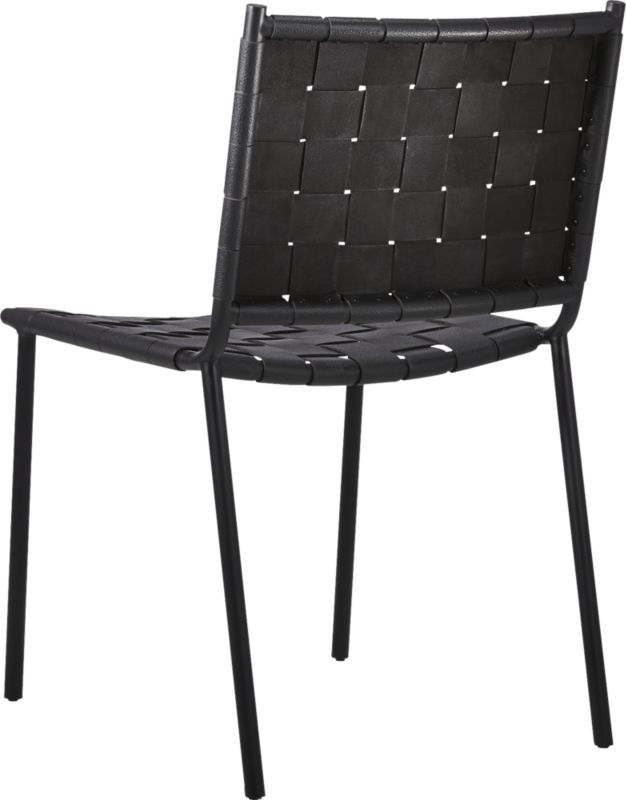 Woven Black Leather Dining Chair - Image 4
