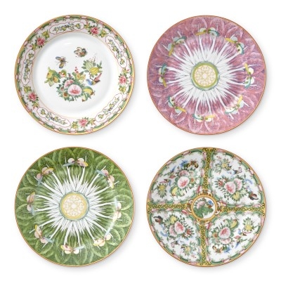 Famille Rose Salad Plates, Set of 4 Mixed Pink & Green - Image 0