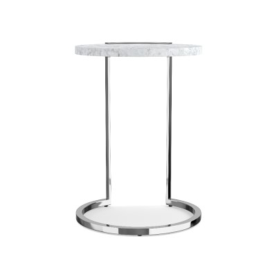 Marble And Metal Accent Table, Stainless Steel - Image 0