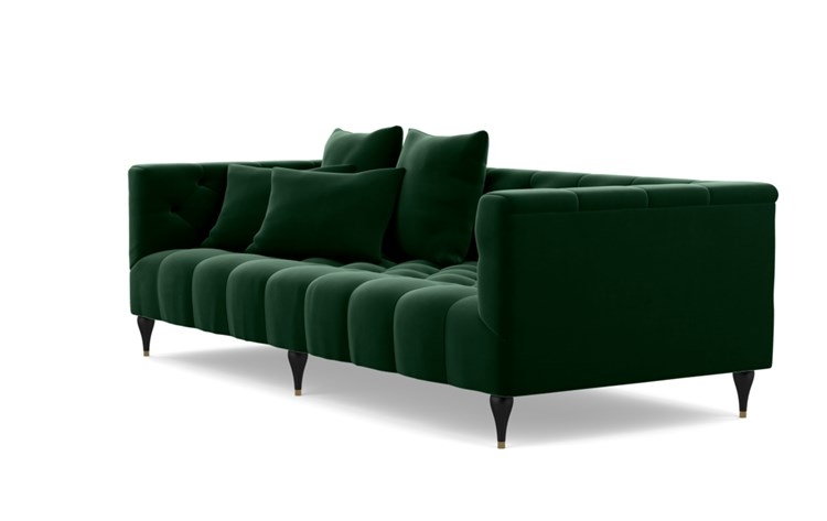 Ms. Chesterfield Sofa with Emerald Fabric and Matte Black with Brass Cap legs - Image 4