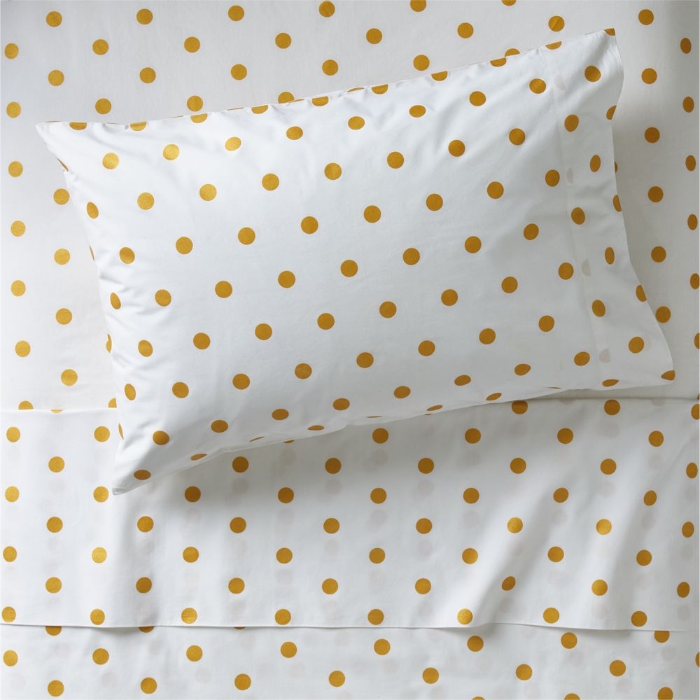 Organic Gold Polka Dot Twin Sheet Set - Image 0