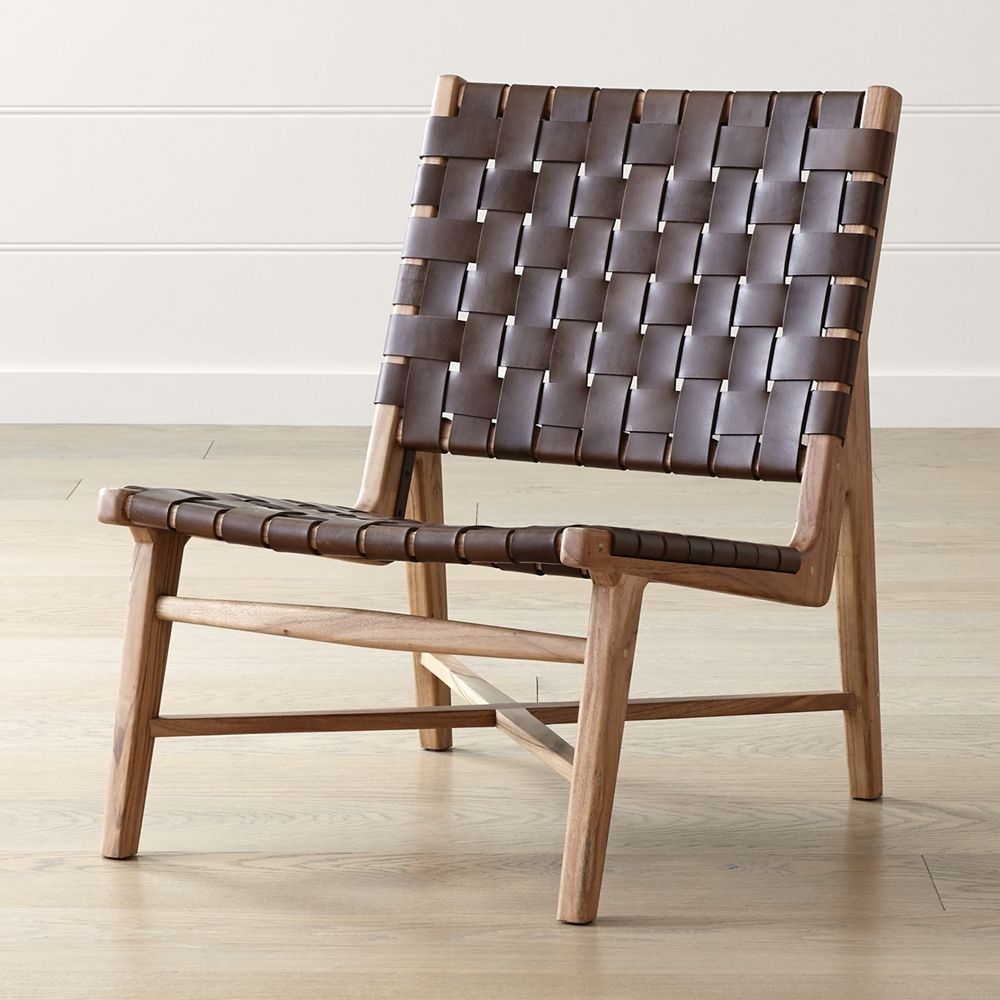 Taj Brown Woven Leather Strap Accent Chair - Image 0