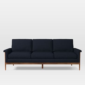 Leon Wood Frame 3 Seater Sofa, Twill, Black Indigo, Pecan - Image 2