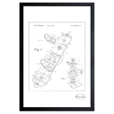 'Snowboard 2003' Framed Drawing Print in Silver - Image 0