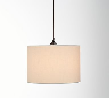 Linen Drum Shade Pendant with Bronze Cord, Large - Image 2