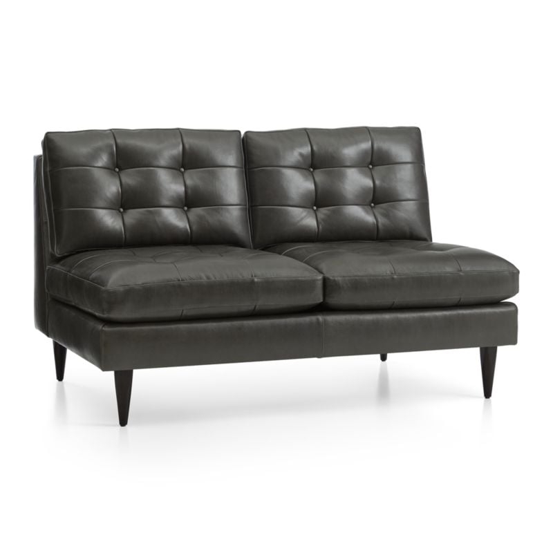 Petrie Leather Midcentury Armless Loveseat - Image 2