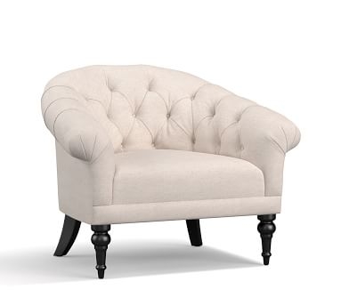 Adeline Upholstered Armchair, Polyester Wrapped Cushions, Performance Heathered Tweed Indigo - Image 1