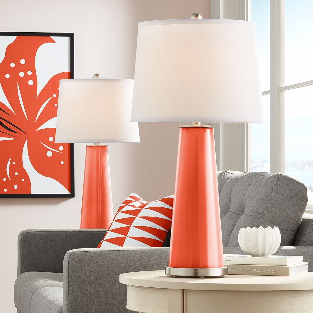 Color Plus Leo 29 1/2" Modern Daredevil Orange Table Lamps Set of 2 - Image 0