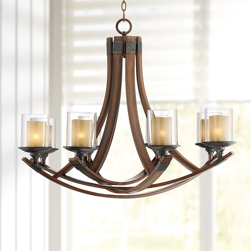 Franklin Iron Tafford 37 3/4" Mahogany 8-Light Double Glass Chandelier - Image 0