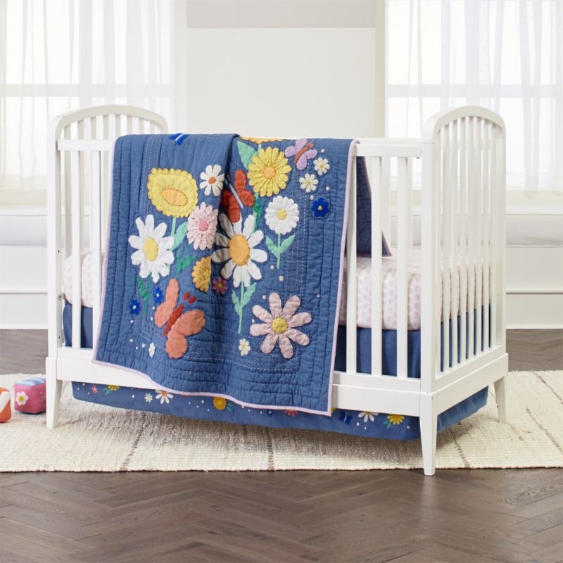 Organic Flower Child Butterfly Crib Fitted Sheet - Image 1