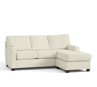 Buchanan Square Arm Upholstered Sofa with Reversible Chaise Sectional, Polyester Wrapped Cushions, Premium Performance Basketweave Ivory - Image 0