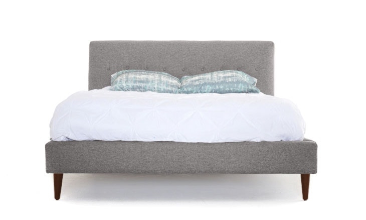 Gray Korver Mid Century Modern Bed - Taylor Felt Grey - Mocha - Eastern King - Image 1