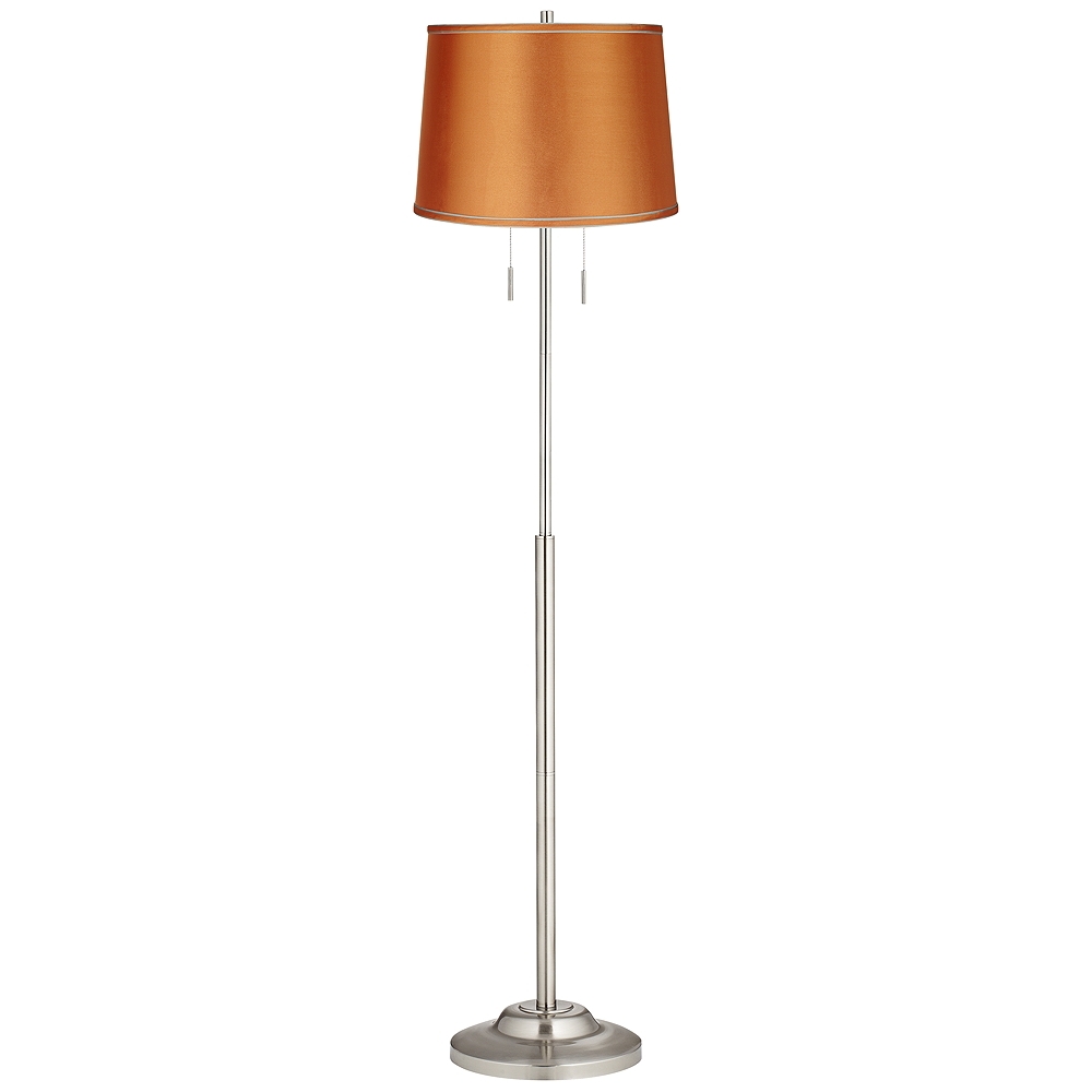 Abba Satin Orange Twin Pull Chain Floor Lamp - Style # 17F35 - Image 0