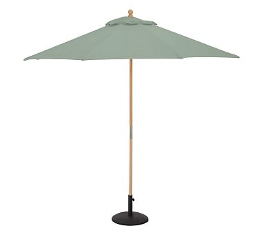 9' Round Market Umbrella with Teak Pole - Sunbrella(R) Spa - Image 0