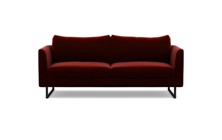 Owens Sofa with Red Bordeaux Fabric and Matte Black legs - Image 0