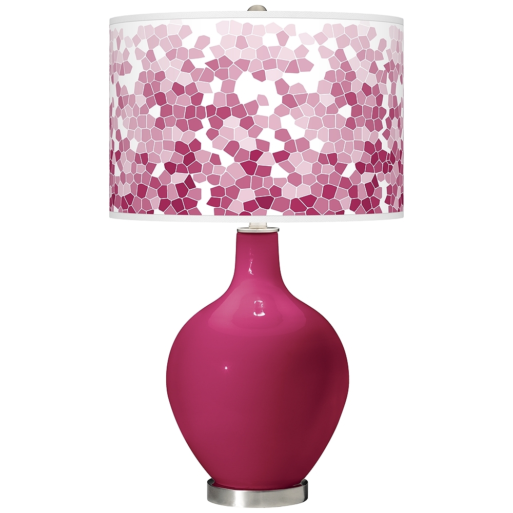 Color Plus Ovo 28 1/2" High Mosaic Shade Vivacious Pink Table Lamp - Image 0