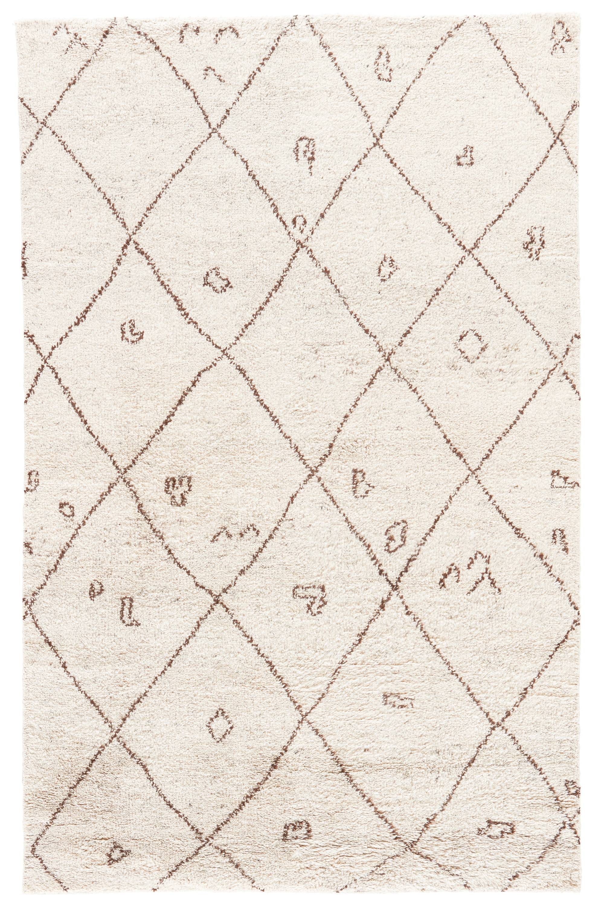 Zena Hand-Knotted Geometric Cream/ Brown Area Rug (5' X 8') - Image 0