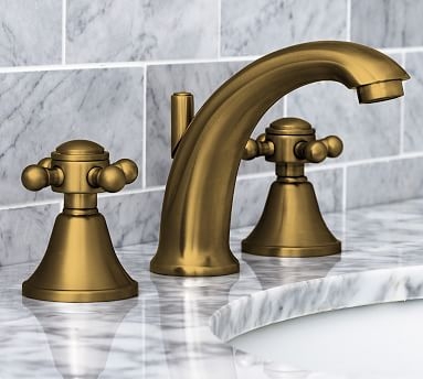 Antique Brass Warby Cross-Handle Widespread Bathroom Sink Faucet - Image 2