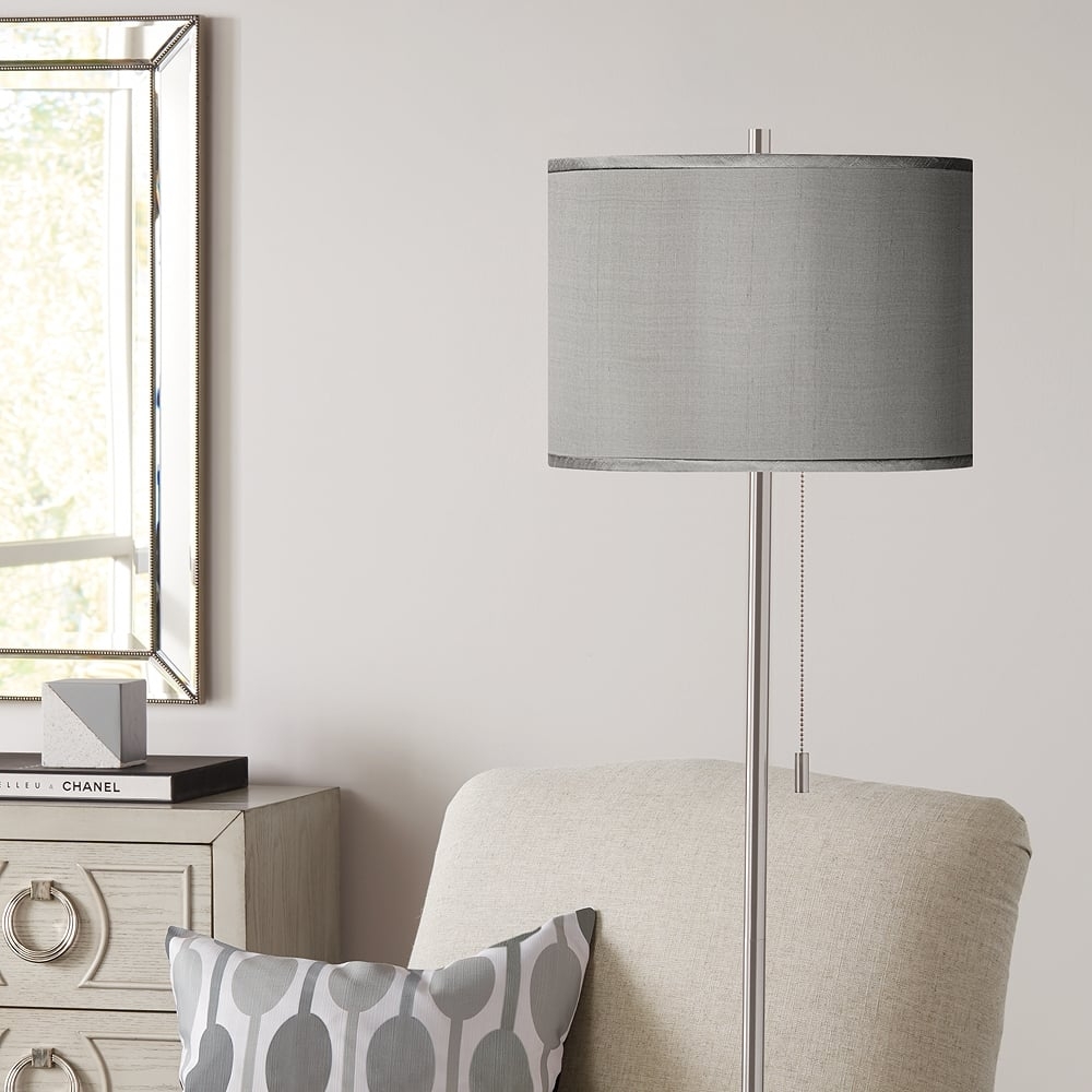 Possini Euro 62" Gray and Brushed Nickel Pull Chain Floor Lamp - Image 0