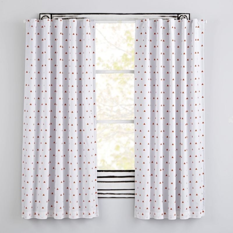 Orange Little Prints Triangle Organic Cotton Blackout Window Curtain Panel 44"x96" - Image 2
